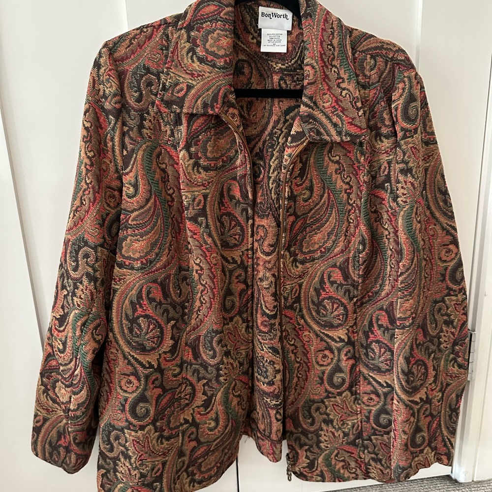 Vintage BonWorth Paisley Blazer - Red, Green, Brown